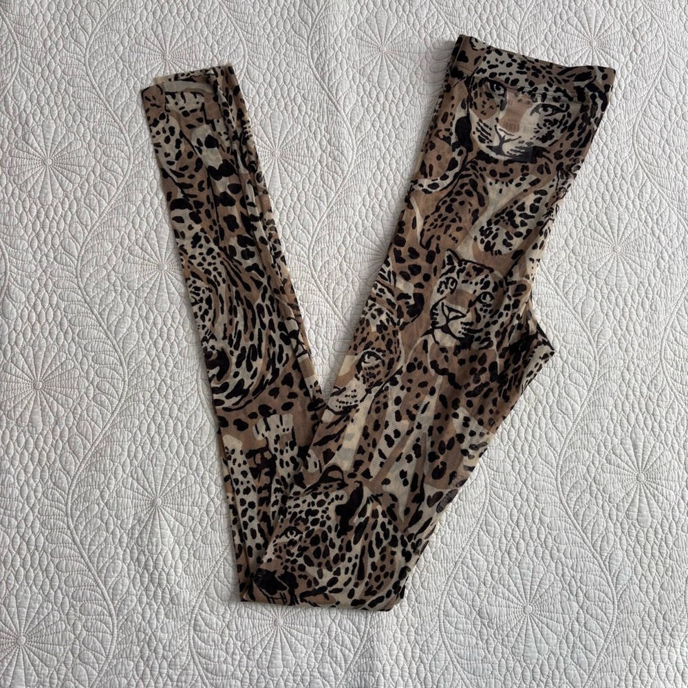 MARC CAIN Leopard Print Sheer Leggings NWOT - Picture 4 of 12